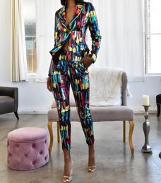 Echoine Colourful Sequin Women Pant Suits Blazer Jacket Pencil 2 Piece Set Work Office Business Combinaison Femme13924737