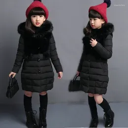 Down Coat 2024 Winter Warm Jackets For Girls 4 6 8 10 11 12 14 Years Old Fashion Fur Hooded Children Baby Outwear Kids Cotton Lined Parkas