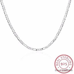 8 Sizes Available Real 925 Sterling Silver 4MM Figaro Chain Necklace Womens Mens Kids 40 45 50 60 75cm Jewellery kolye collares278R