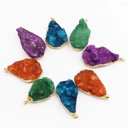 Pendant Necklaces Natural Stone Good Quality Water Droplets Agate Pendants Gold Plated Sliced Charm Fashion Jewelry Making Necklace Gift