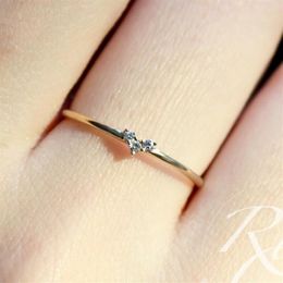 Jewellery agete heart zircon rings 14k gold plated thin rings for women simple fashion285r