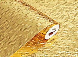 1 Roll PVC 10M Wall Sticker Glitter Mirror Effect Mosaic Sparkle Light Reflect Gold Foil Stickers2345604