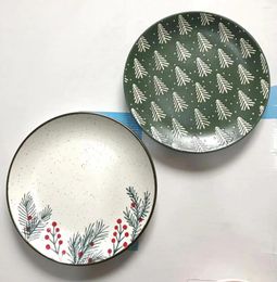 Plates Nordic Ceramic Dining Plate Western Cold Vegetable Christmas Pattern Disc