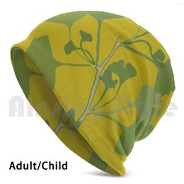 Berets Branch Of Ginkgo Biloba Beanies Knit Hat Hip Hop Plant Leaves Tree Ginko