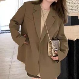 Women's Suits Fall/Winter British Style Cropped Blazer Suit Coats Vintage Casual Loose Single-breasted Solid Colour Blazers For Woman