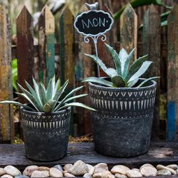 Vases African Elements Retro Black Pottery Color Cement Decorative Flowerpot Soil Culture High-End