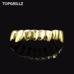TOPGRILLZ Hip Hop Grillz GOLD Color PLATED DRIP STYLE Teeth GRILL Shaped Bottom Tooth Grills Body Jewelry294i
