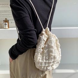 Evening Bags Brand Designer Nylon Pleated Women's Backpack Casual Drawstring Small Bucket School Bag Travel