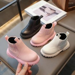 Boots Kids Fashion Girls Leather Simple Solid Color 21-30 Children Non-slip Casual Short Side Zipper Pink Black Boys