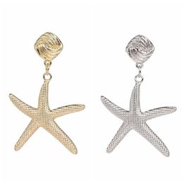 Dangle & Chandelier Fashion 2021 Big Exaggerated Shiny Star Drop Earrings For Women Summer Sea Starfish Metal Statement Gift230p