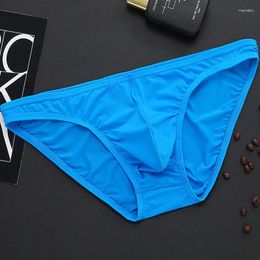 Underpants Pure Color Men's Ice Silk Briefs Low Waist Breathable Soft Man Comfortable Transparent Underwear