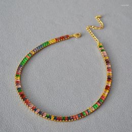 Choker French Irregular Colour Light Luxury Zircon Necklace Sweet Cool Wind Chorker Jewellery For Women