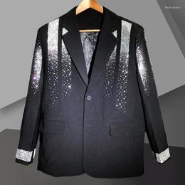 Men's Suits Men Fashion Diamond Punk Suit Jacket Top Quality Blazer Luxury Heavy Industry Slim Chaquetas Hombre De Vestir