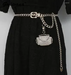 Belts Women's Belt Waist Bag Punk Style Nightclub Sparkling Rhinestones Diamond-Embedded Mini Pendant Female