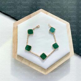 Classic 4 Four Leaf Clover Charm Bracelets Women's 18k Gold Mother-of-Pearl Designer Bracelet Women's Wedding Party Gift285l