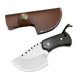 Mini Wing-wood Handle Fixed Blade Knife Camping Full Tang Hunting Survival with Sheath