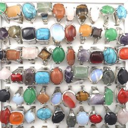 Mix Lot Men's Rings Natural Stone Rings For Natural Stone Collection Lovers 50pcs Whole254z