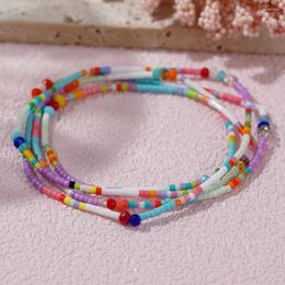 Link Bracelets Go2boho Multi Candy Colour Seed Design Warp Beaded 2024 Fashion Simple Jewellery For Women Men Surfer Trendy