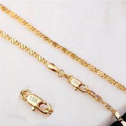 2mm Flat Chains Fashion Luxury Women Jewellery 18K Gold Plated Necklace Chain Mens 925 Silver Plated Chains Necklaces Gifts DIY Acce244l