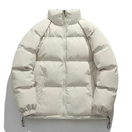 Winter Parkas Men Solid Colour Stand Collar Zipper Warm Couple Outerwear Mens Silklike Cotton Jackets Fashion Streetwear 231229