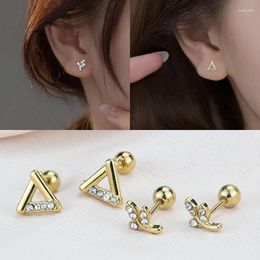 Stud Earrings Sweet Romantic Zircon Women's Leaf Studs Stainless Steel Classic Triangle