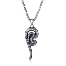 Pendant Necklaces Gothic Biker Snake Necklace For Women Mens Stainless Steel Chain 3mm 24'' Serpentine Style Cocktail Part219Y