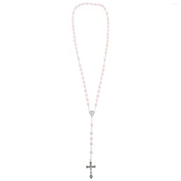 Pendant Necklaces Pearl Love Rosary Catholic (Pink) 1pc Jewelry For Women Beads Aesthetic Womens Chain Beaded