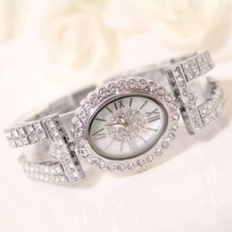 Wristwatches BS Full Diamond Women's Watch Crystal Ladies Bracelet Wrist Watches Clock Relojes Quartz For Women 110735