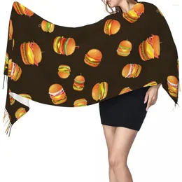 Scarves Autumn Winter Warm Hamburger Pattern Fashion Shawl Tassel Wrap Neck Headband Hijabs Stole