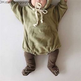 Clothing Sets Clothing Sets 5477 Spring And Autumn Baby Cute Cartoon Bear Boys Girls Long Sleeve Hooded Romper or Leggings Choose 220928 Z230701