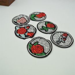 12pcs Rhinestone Rose Sew-on & Iron-on Patches Embroidery Patch Appliques Craft for badge bag clothes176l