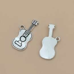 100Pcs Tibetan Silver Guitar Charms Pendants DIY for Jewelry Making Necklace Bracelet and Crafting A-048