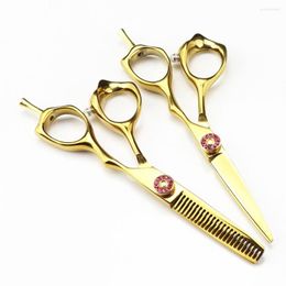 Professional Japan 440c 5 '' Upscale Scissor Gold Cut Hair Scissors Cutting Barber Haircut Thinning Shears Hairdresser