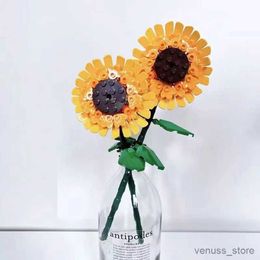 Blocks Sunflower Blocks City Creative Plant Desktop Decoration Building Blocks Girls Toys Birthday Gifts MPC Model Classic R230701