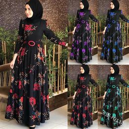 Muslim Abaya Print Maxi Dress Turkish Hijab Vestidos Cardigan Kimono Long Robe Gowns Jubah Middle East Eid Ramadan Islamic230O