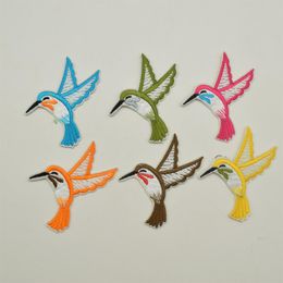 60ps Small Bird Iron on Applique Patch Embroidered Patches Sew On Design for DIY Craft 6colors275Y