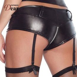 Comeondear PA5137 Women Sexy Plus Size Garter Belt Stockings Zipper Suspenders Porte Jarretelles Sexy Faux Leather Latex Garter232q