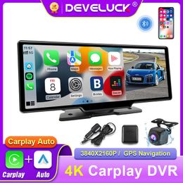 DVRs 1026" Dash Cam 4K Car DVR Carplay Android Auto 1080P HD Front and Rear Camera GPS Navigation Wifi Monitor Recorder Dual lensHKD230701