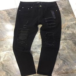 new stryle mens jeans designer leather patched wrinkles jeans top quality biker denim fashion hop hop fold pants us uk size 29382937