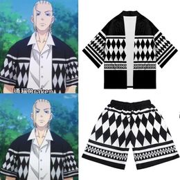 Ethnic Clothing Tokyo Revengers Kimono Anime Draken Cosplay Hanagaki Takemichi Ken Ryuguji Haori Cloak Black White Samurai Costume241S