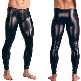 Beauty Gothic Leggings Mens Trousers Pants Stage Performance Lingerie Men Wetlook Faux Leather PVC Gay Club Dance Wear294o