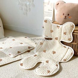 Baby Stroller Liner Car Seat Cushion Cotton Mattress Embroidery Bear Diaper Changing Pad Mat Newborn Carriages Pram Accessories L230625