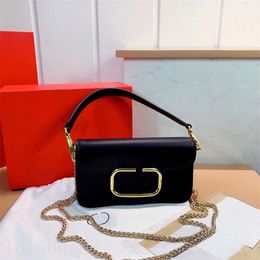 Leather bag plated gold letter v bags unique design modern style with summer outdoor trendy multicolor chain strap creative crossbody bags chic XB044 E23