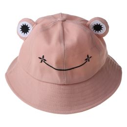 Foldable Cotton Frog Bucket Hat Summer Outdoor Sunscreen Fisherman Cap Hunting Sunhat For Women