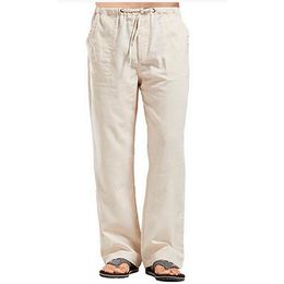 Men's Pants 2023 Cotton Linen for Men Summer Solid Color Breathable Trousers Male Casual Elastic Waist Fitness 230630