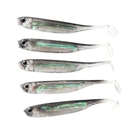 Baits Lures 5Pcslot Fishing Soft Bait 7CM 75CM 17G 23G 27G T Tail fish Rainbow Colour Sequin Swing Spinner 230630