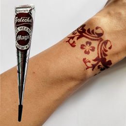 Temporary Tattoos 12Pcs Henna Tattoo Paste Black Brown Red White Cones Indian For Temporary DIY Sticker Hands Eye Body Paint Party Art Cream 230701