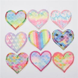 90pcs Glitter Patches Heart Padded Felt patches Shape Cloth Accessories for kid children clothes258k