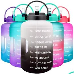 Water Bottles New 2.5L 3.78L Plastic Wide Mouth Gallon With St Bpa Sport Fitness Tourism Gym Travel Jugs Phone Stand Sx Dhkye