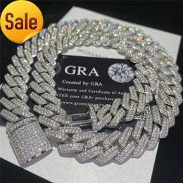 2024 fashion Stock Iced Out Vvs Moissanite Cuban Bracelet 925 Silver Bling Diamond Link Chain Hip Hop Men Jewellery Necklace